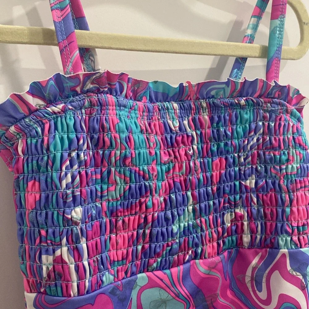 NWOT Penelope Mack Smocked Butterfly One-Piece Swimsuit |Size 6X